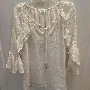 Jade White Blouse with Flutter Sleeves Size S